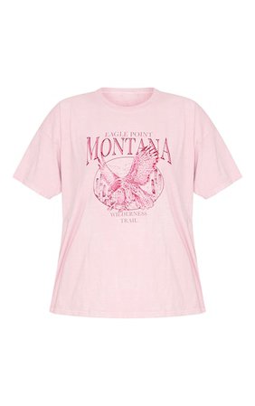 Pink Montana Logo Oversized T Shirt | Tops | PrettyLittleThing USA