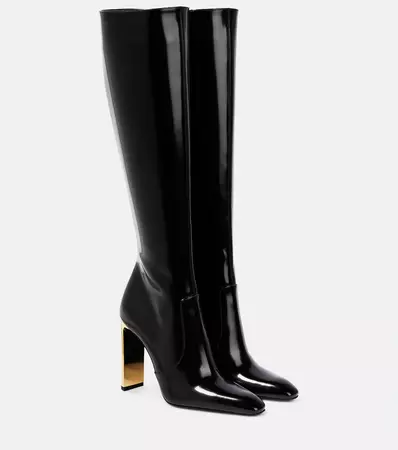 Auteuil Leather Knee High Boots in Black - Saint Laurent | Mytheresa