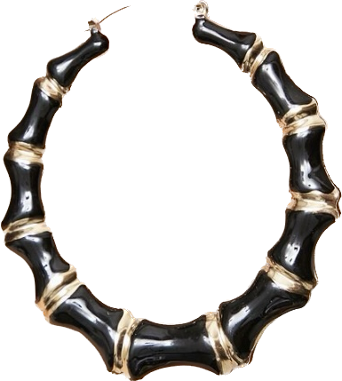 Black and gold bamboo hoops