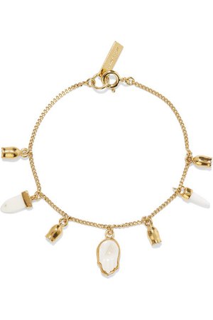 Isabel Marant | Gold-tone, bone and enamel bracelet | NET-A-PORTER.COM