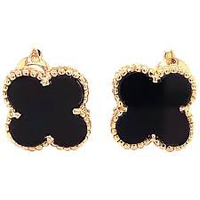 black gold clover earrings - Google Search