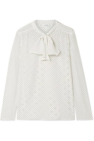 Max Mara | Polka-dot silk crepe de chine and stretch-jersey blouse | NET-A-PORTER.COM