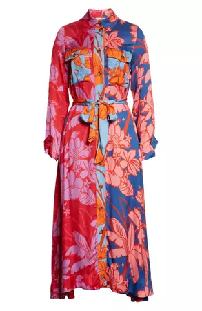 FARM Rio Floral Print Tie Waist Long Sleeve Maxi Dress | Nordstrom