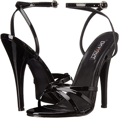 (Black Patent) Pleaser Women's Domina-108 Ankle-Wrap Sandal | Platforms & Wedges