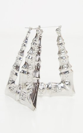 Silver Oversized Angular Hoop Earring | PrettyLittleThing