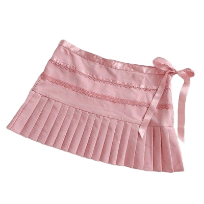 pink pleated ribbon skirt
