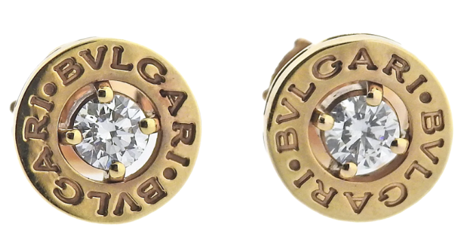 Bulgari Rose Gold Diamond Stud Earrings