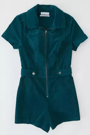 UO Tyson Zip-Front Short Sleeve Romper | Urban Outfitters
