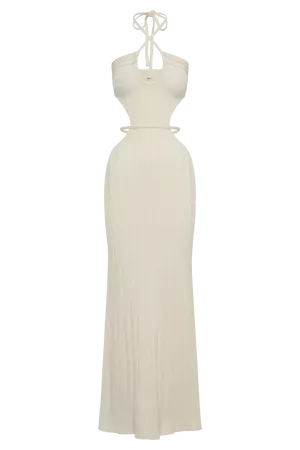 Minerva Cut Out Knit Maxi Dress - Ivory - MESHKI