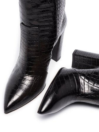 Paris Texas crocodile-effect 100mm knee-high Boots - Farfetch