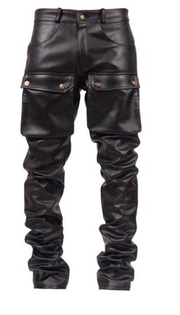 soon enough leather stacked cargo pants