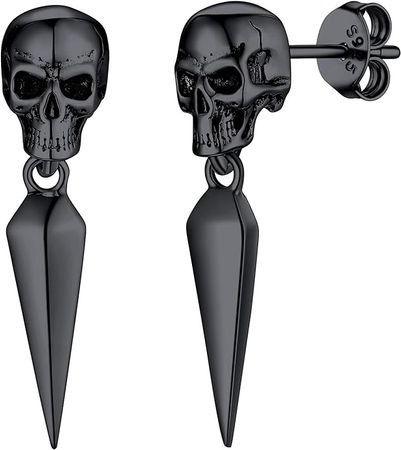 Amazon.com: Gothic Skull Stud Earrings Men Sterling Silver Vintage Gothic Skeleton Earrings Rock Skull Hand Earrings for Women: Clothing, Shoes & Jewelry