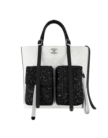 Chanel-WhiteBlackSilver-Astronaut-Essentials-Large-Shopping-Bag.png (564×720)