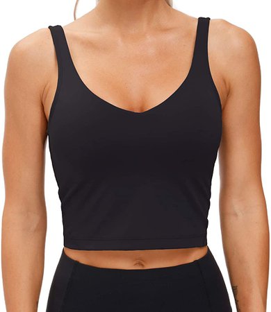 Women’s Longline Sports Bra Wirefree Padded Medium Support Yoga Bras Gym Running Workout Tank Tops (Black, Medium) at Amazon Women’s Clothing store