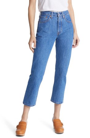 Levi's® 501® High Waist Raw Crop Straight Leg Jeans | Nordstrom
