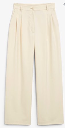 monki cream pleated trousers wide leg