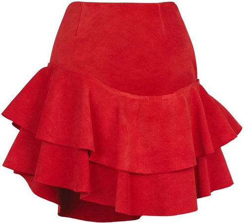 Siobhan Molloy - Lashes Red Calf Suede Skirt