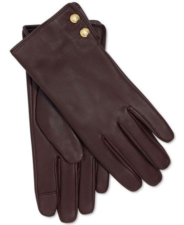 Lauren Ralph Lauren Women's Leather Touchscreen Gloves - Macy's