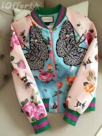 woman's buterfly embroidery baseball jersey jackets in vendita