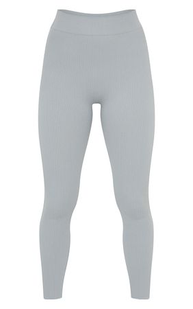 Petite Grey Structured Contour Rib Leggings