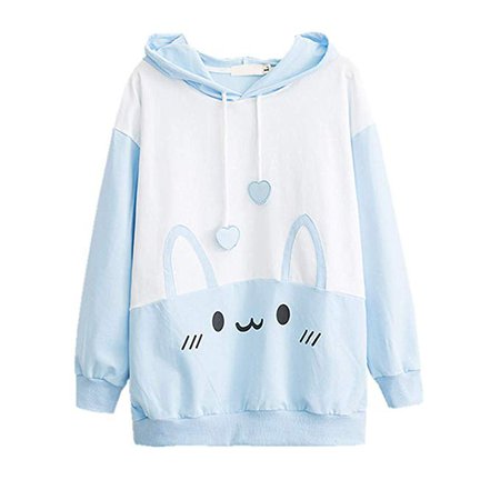Amazon.com: Bunny Hoodie Kawaii Print Loose Casual Pullover Hoodie Tops: Clothing
