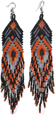 Amazon.com: Buybeaded Handmade beaded Native native american style glass seed bead earrings Pendientes de cuentas nativas al estilo mexicano de artesanos gifts for women/teens (Yellow Multicolor): Clothing, Shoes & Jewelry