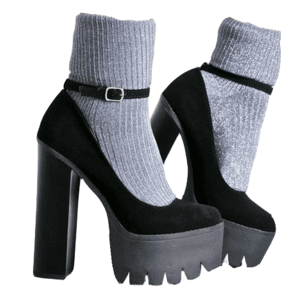 *clipped by @luci-her* Black Heels Grey Socks
