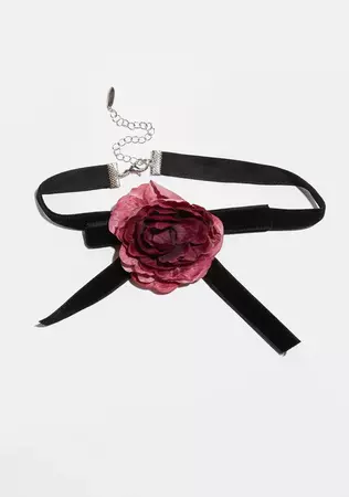 Velvet Rose Choker Necklace - Black/Burgundy – Dolls Kill