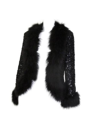 Y2K Black Faux Fur Sequin Jacket
