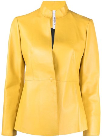 Suprema single-breasted leather jacket yellow & black F015P0122 - Farfetch