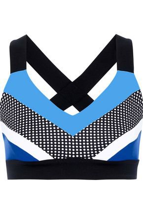 Huli Ola perforated striped stretch sports bra | NO KA 'OI | Sale up to 70% off | THE OUTNET