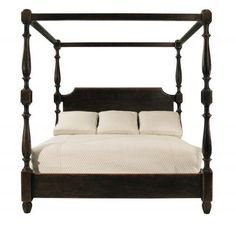 New Classic Martinique Queen Canopy Bed with Drapes in Rubbed Black