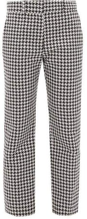 Houndstooth Straight Leg Trousers - Womens - Black White