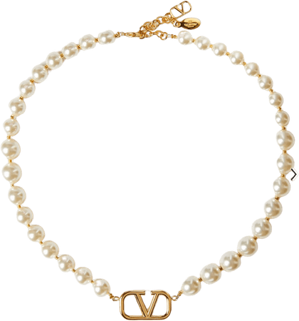 Valentino V Logo Pearl Necklace