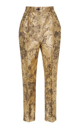 Floral Lurex Jacquard Cropped Trousers by Dolce & Gabbana | Moda Operandi