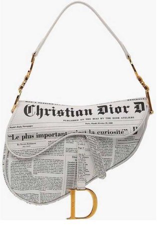 Dior newspaper print saddle bag | ShopLook