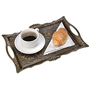 Amazon.com: BAYKUL Turkish Ottoman Coffee Tea Beverage Silver Vintage Serving Square Tray, Luxury Metal Chrom Moroccan Decorative Breakfast Dinner Table, Ottoman Trays Extra Large (Silver) : Home & Kitchen