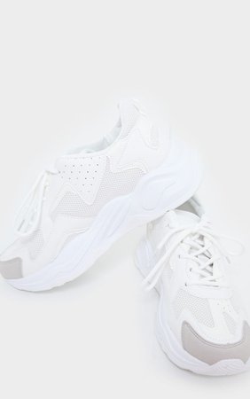 White Mesh Multi Panel Sneakers | PrettyLittleThing USA
