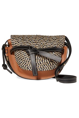 Loewe | Gate small woven raffia and leather shoulder bag | NET-A-PORTER.COM