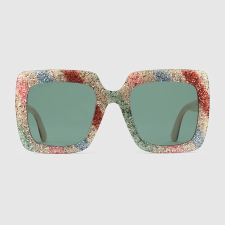 Square-frame glitter acetate sunglasses - Gucci Women's Square & Rectangle 519545J07408999