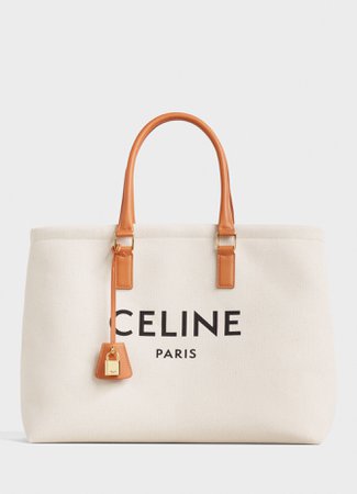 Horizontal Cabas Celine in Canvas with Celine print and calfskin