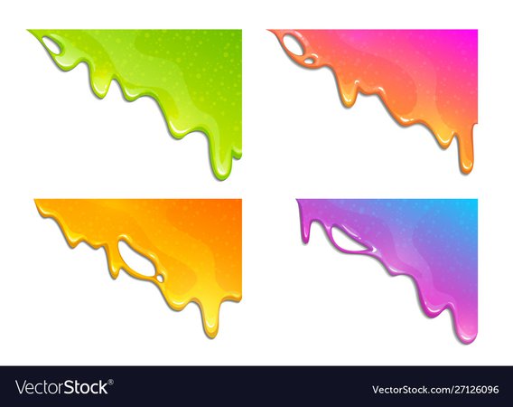 Colorful slimy dribbles slime drops on corner Vector Image