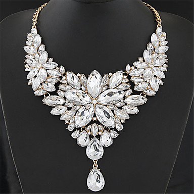 Women's Crystal Pear Cut Bib Statement Necklace Flower Ladies Baroque Elegant Red Light Blue Rainbow 40+5 cm Necklace Jewelry 1pc For Wedding Party Anniversary Birthday Daily Masquerade 5071023 2019 – $8.99