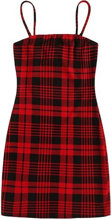 Amazon.com: Floerns Women's Plaid Print Mini Cami Bodycon Dress A red Plaid XL : Clothing, Shoes & Jewelry