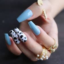 blue cow print nails - Google Search