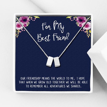 Anavia - Anavia Best Friend Necklace, Friendship Necklace, Jewelry Gift, Gift for Friend, Birthday Gift, Christmas Gift for Her, Double Cubes Pendant Necklace with Wish Card -[2 Silver Charms] - Walmart.com - Walmart.com