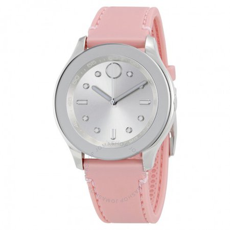 Movado Bold Silver Dial Pink Silicone Ladies Watch 3600414 - Bold - Movado - Watches - Jomashop
