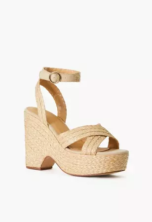 Mia Notched Wedge Sandal in Natural