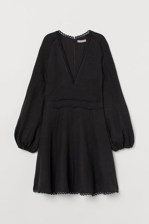 Linen-blend Dress - Black