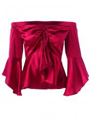 Blouses&Shirts | Red Wine 2xl Long Sleeve Metallic Peplum Blouse - Gamiss Mobile